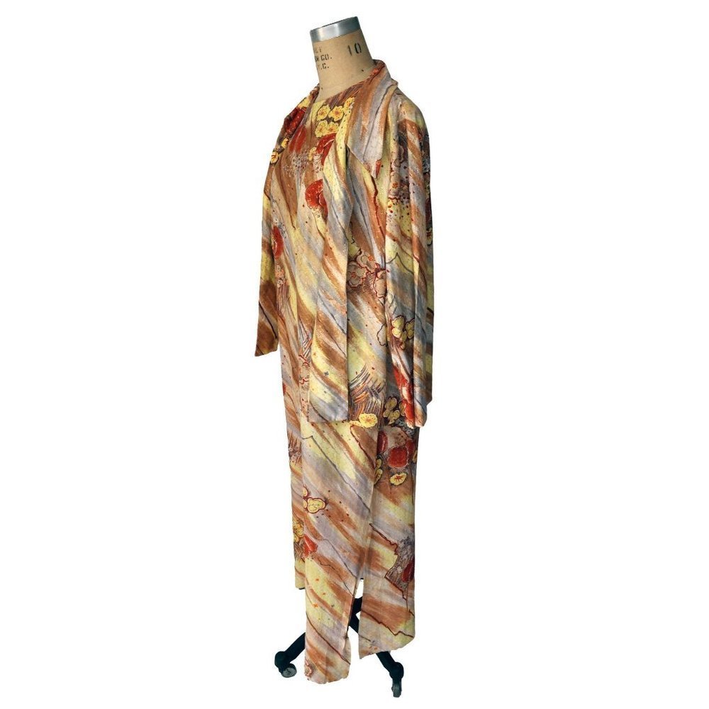 Vintage 70s Abstract Autumnal Sleeveless Dress - Picture 6 of 6